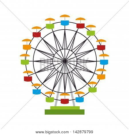 ferris wheel fair entretaiment round attraction fun vector  isolated illustration