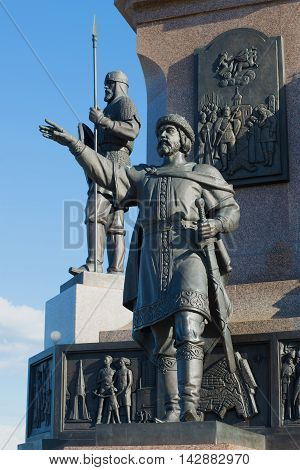 YAROSLAVL, RUSSIA - JULY 10, 2016: Sculpture of Prince Yaroslav the Wise monument in honor of the 1000th anniversary of Yaroslavl. Historical landmark