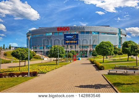 SOPOT, POLAND - AUGUST 15, 2016: Ergo Arena sports and entertainment hall can host up to 15000 people in Sopot, Poland. Hall is the venue of many international matches and concerts.