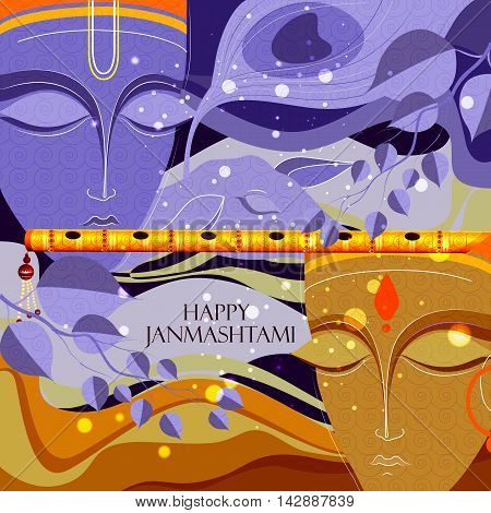 easy to edit vector illustration of Happy Krishna Janmashtami background
