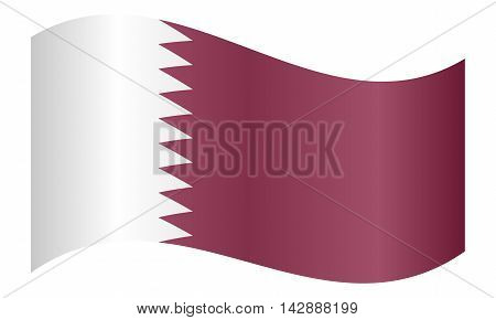 Flag of Qatar waving on white background. Qatari national flag.