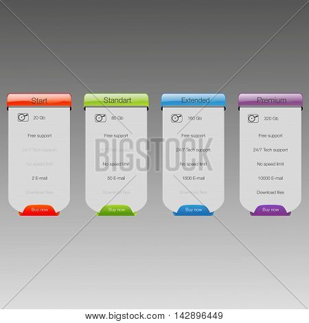 Four banner for the clouded sky service interface for the site. vector banner for web app.