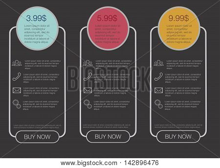 Triple banner in the style of circles and lines banner for hosting tariff plans for hosting web elements.