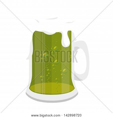 beer green irish ireland traditional alcholo foam glass vector illustration isolated