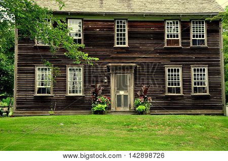 Jamestown Rhode Island: The 1796 wood frame colonial farmhouse at the historic Watson Farm on Conanicut Island