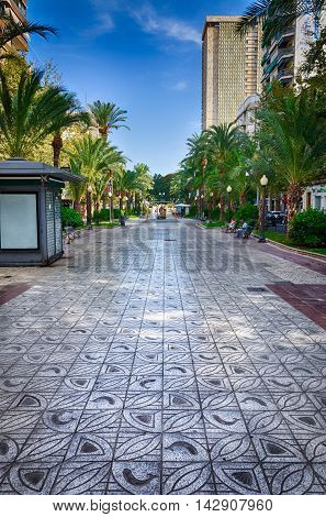 Avenue Doctor Gadea in the city center of Alicante, Spain