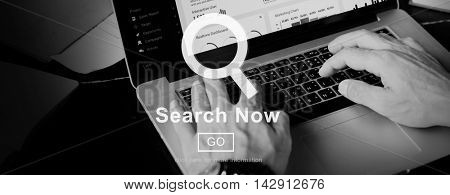 Search Now Searching Magnifying Seeking Concept