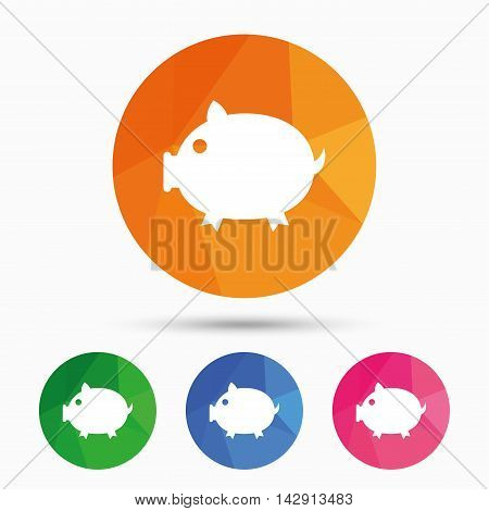 Piggy sign icon. Pork symbol. Triangular low poly button with flat icon. Vector