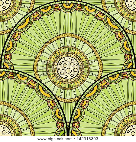 Doodleart Mandala Design. Hand Drawn Forest Background.