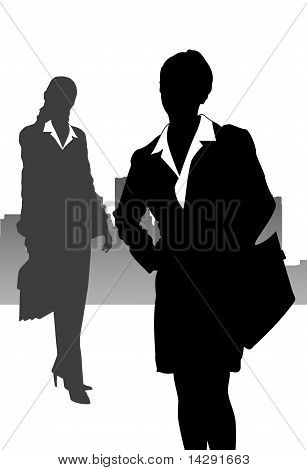 与大城市的商业妇女图