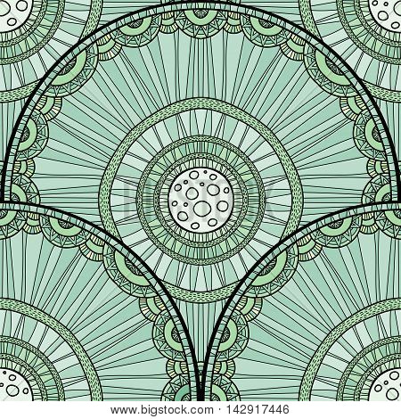 Doodleart Mandala Design. Hand Drawn Forest Background.