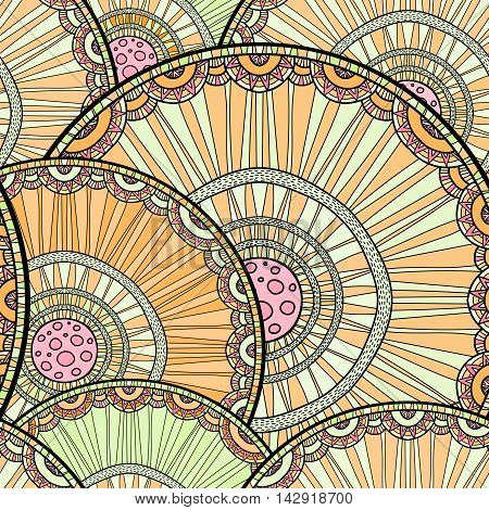 Doodleart Mandala Design. Hand Drawn Forest Background.