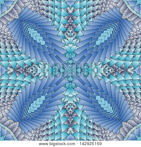 Kaleidoscopic blue pattern. The image is computer graphics created using various programs. It can be used in the design of your site design textile printing industry in a variety of design projects.