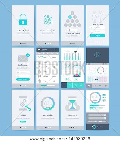 Interface and UI design elements. Vector illustrations.