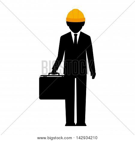 enginner architect construction helmet man suit vector illustration isolated