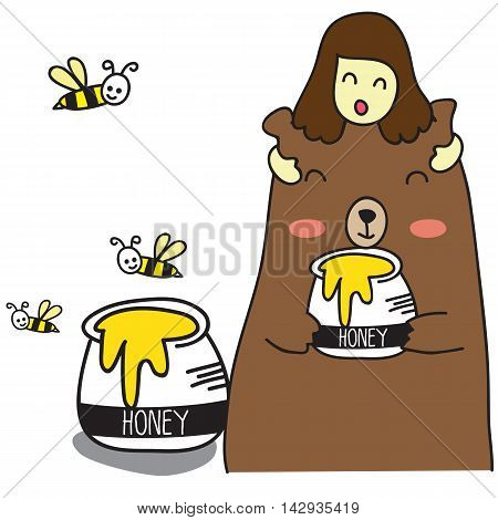the worker bee brings a pot of honey, vector
