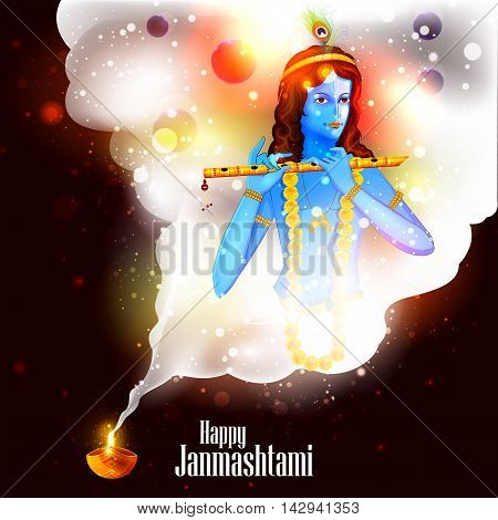 easy to edit vector illustration of Happy Krishna Janmashtami background