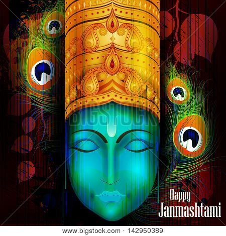 easy to edit vector illustration of Happy Krishna Janmashtami background