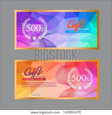 Voucher template with premium vintage pattern. vector