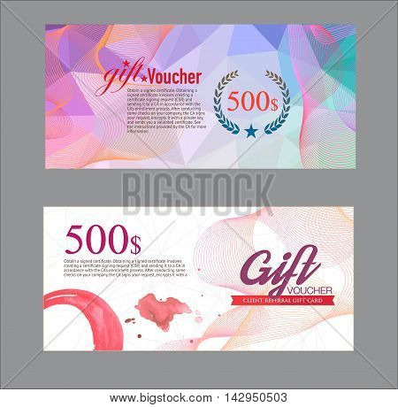 Voucher template with premium vintage pattern. voucher certificate.