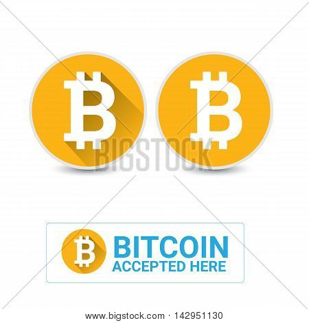 vector Bitcoin symbol. bitcoin accepted here icon or banner