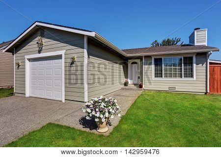 Exterior Of American One Level Rambler House