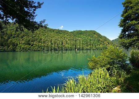 Lago di Levico (Levico Lake) in Trentino Alto Adige Italy Europe
