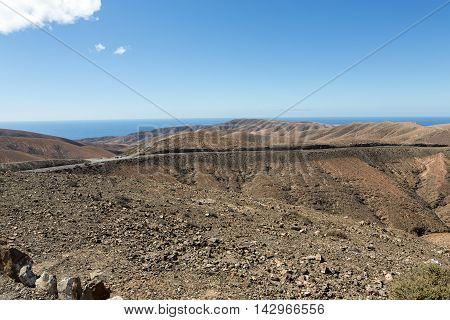 Beautiful volcanic mountains on Fuerteventura. Canary Islands.