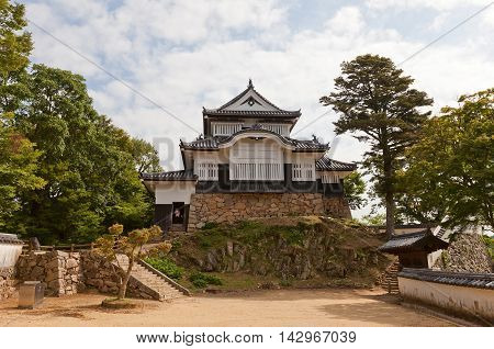 TAKAHASHI JAPAN - JULY 20 2016: Main keep (tenshukaku) of Bitchu Matsuyama castle (circa 1683) Takahashi Japan. Matsuyama is one of only 12 survived castles in Japan