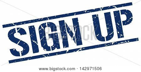 sign up stamp. blue grunge square isolated sign