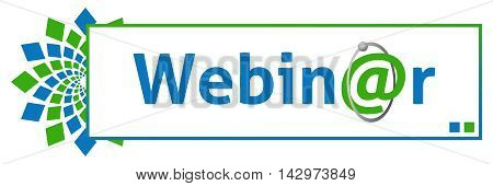 Webinar concept image having text with conceptual symbol.