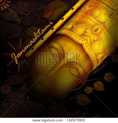 easy to edit vector illustration of Happy Krishna Janmashtami background
