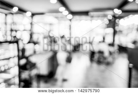 Black And White Blur Background, Bokeh Light At Coffee Shop