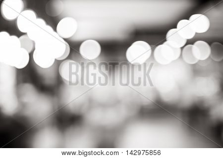 Black And White Blur Background, Bokeh Light At Coffee Shop