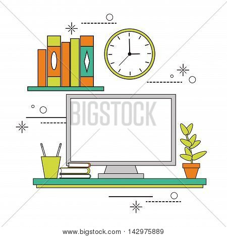 computer clock worktime desk office supply icon. Colorful design. Vector illustration