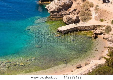 Heraion lake in Perachora in Greece aerial view.