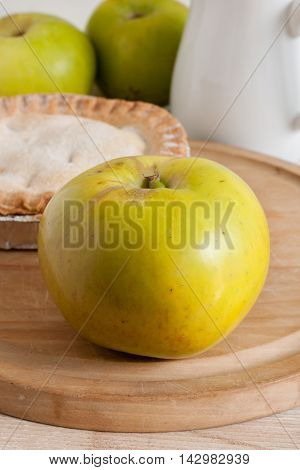 Bramley cooking apples or Malus domestica 'Bramley's Seedling' a popular British variety for making pies and desserts