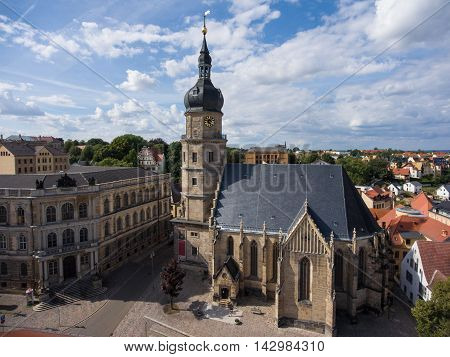 Bartholomew church Altenburg medieval town aerial view thuringia