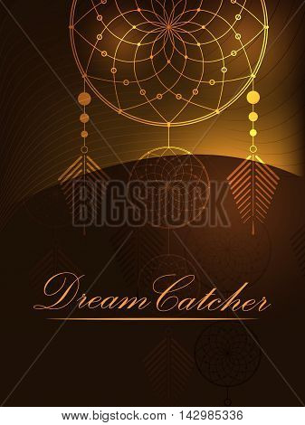 amulet of the Dreamcatcher on a brown background with light lines