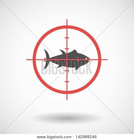 Isolated Line Art Crosshair Icon With  A Tuna Fish