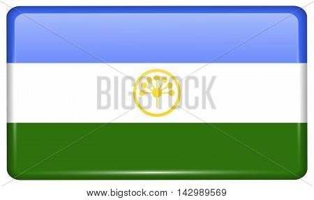 Flags Bashkortostan In The Form Of A Magnet On Refrigerator With Reflections Light. Vector