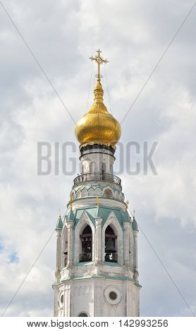 Bell tower of Sophia Cathedral - Orthodox church now a museum in Vologda Russia. Erected in 1568 - 1570 years on the orders of Ivan the Terrible