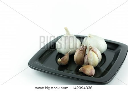 Garlic isolated on white background healthy closeup