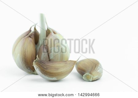 Garlic isolated on white background healthy closeup