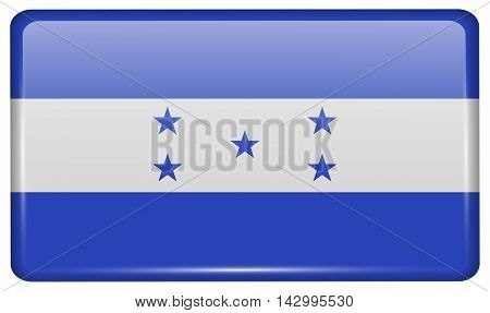 Flags Honduras In The Form Of A Magnet On Refrigerator With Reflections Light. Vector