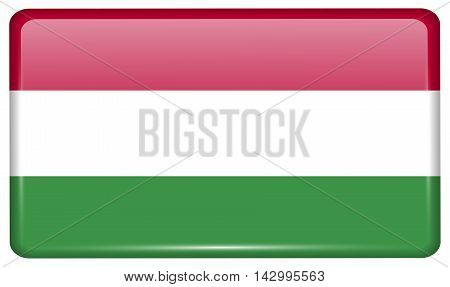 Flags Hugary In The Form Of A Magnet On Refrigerator With Reflections Light. Vector