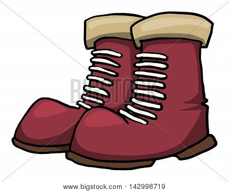 Red boots, isolated on white, drawn, vector illustration