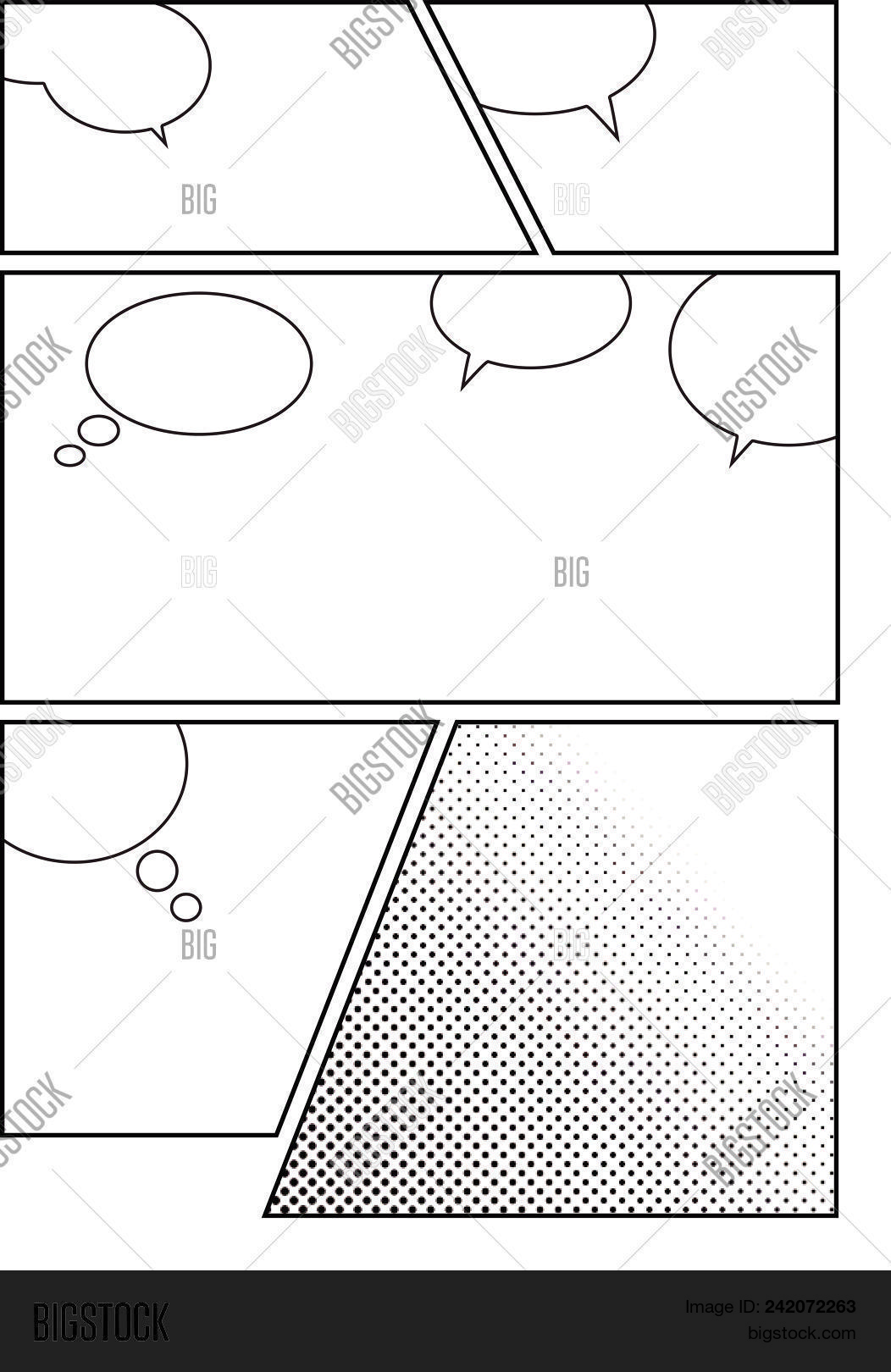 Comic Storyboard Vector Photo Free Trial Stock Manga Storyboard Layout Template For Rapidly Create The Comic Book Style A4 Design Of Paper Ratio Is Fit Print Out