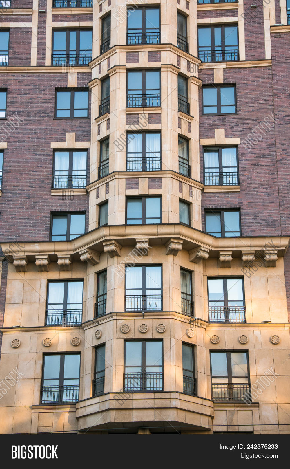 Close Fragment Facade Image Photo Free Trial Stock Close Up Fragment Of The Facade Modern Brick Monolithic Apartment Building