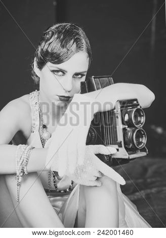 Women Face Skin Care. Portrait Women Face In Your Advertisnent. Pin Up Pretty Fashion Model Photogra